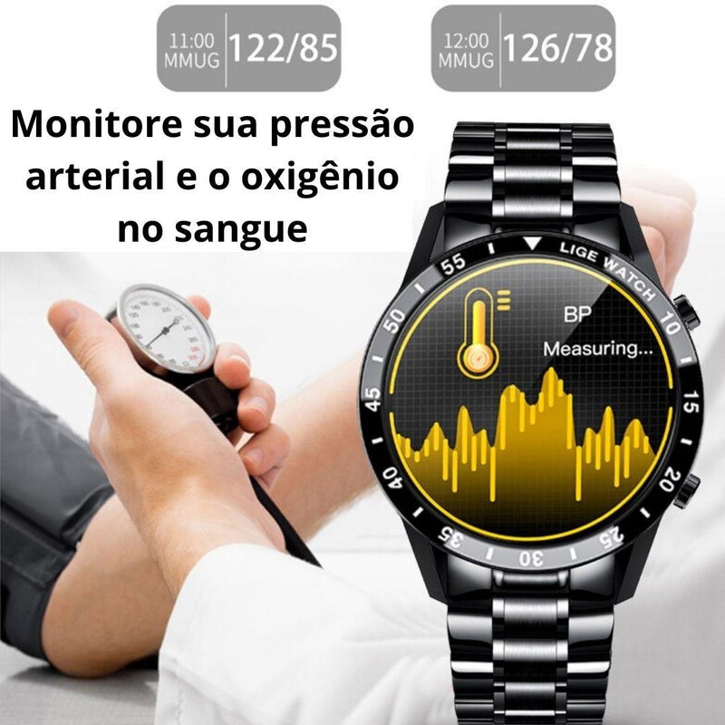 Relógio Smartwatch Moderno De Luxo - Iron Prata - Classico Boom