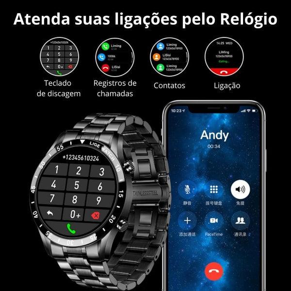 Relógio Smartwatch Moderno De Luxo - Iron Prata - Classico Boom