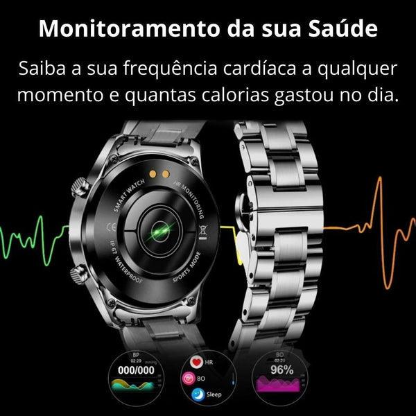 Relógio Smartwatch Moderno De Luxo - Iron Prata - Classico Boom